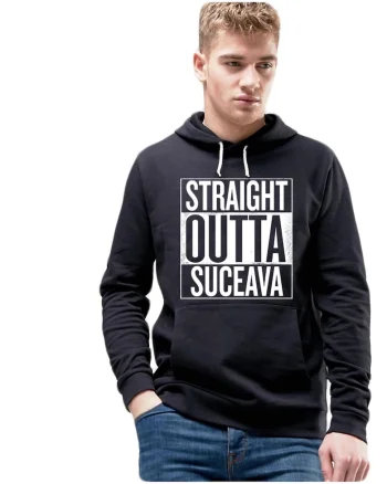 Hanorac Barbati Negru - Straight Outta Suceava