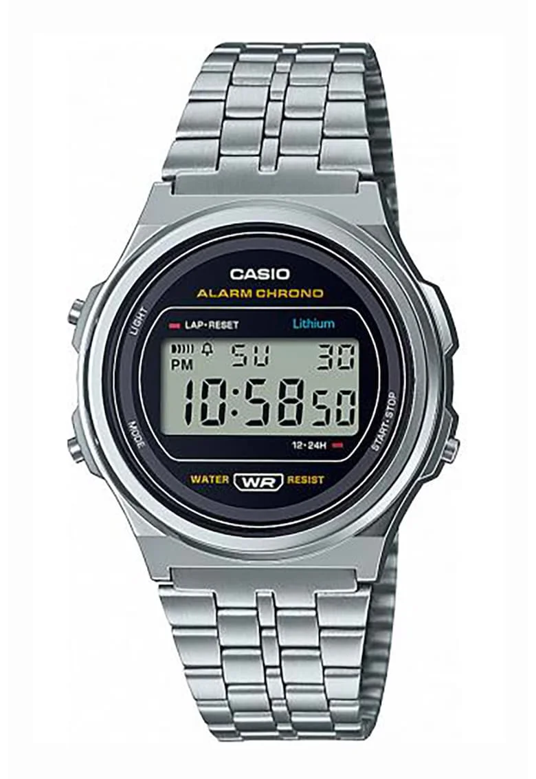 Ceas unisex rotund digital, Argintiu