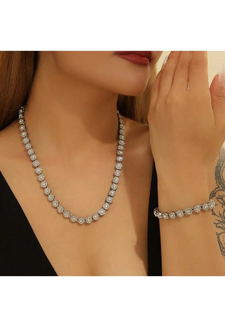 Colier tennis luxury, argintiu, cu pietre din zirconiu, Auvo C17