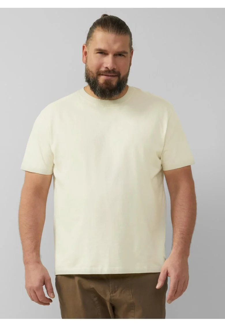 Big Sizes Tricou barbati big sizes din jerseu moale de bumbac, Regular fit, Crem