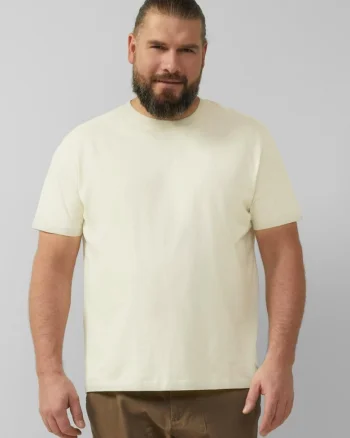 Big Sizes Tricou barbati big sizes din jerseu moale de bumbac, Regular fit, Crem