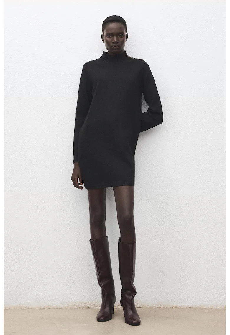 Rochie scurta cu maneci lungi, Negru stins