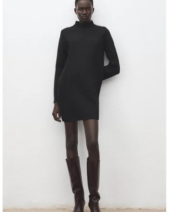 Rochie scurta cu maneci lungi, Negru stins