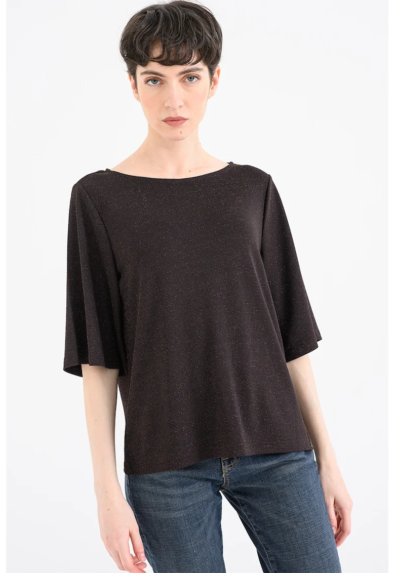 Bluza cu insertii din lurex, Gri inchis melange
