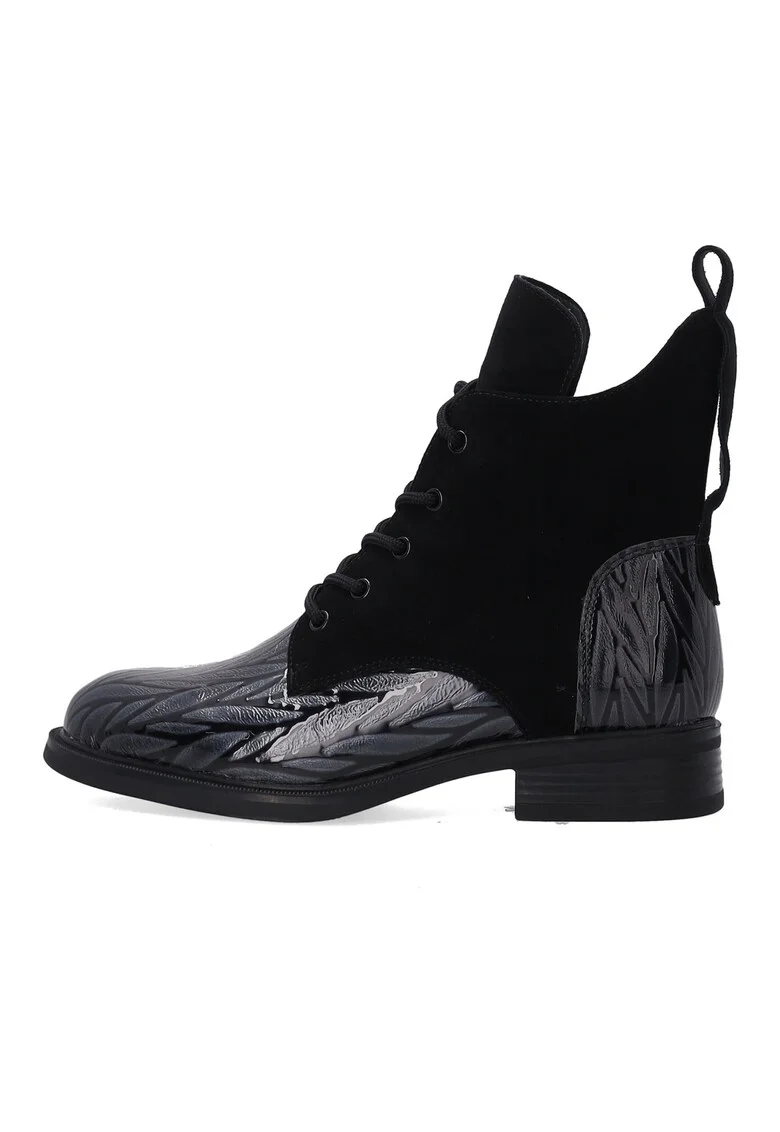 Ghete din piele cu model abstract, Negru