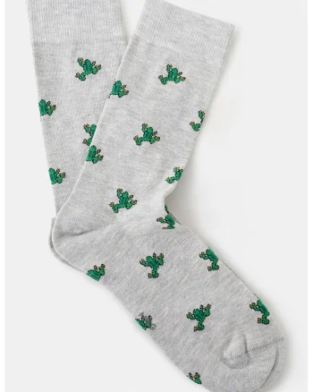 Sosete lungi cu imprimeu broaste, Gri deschis/Verde englez