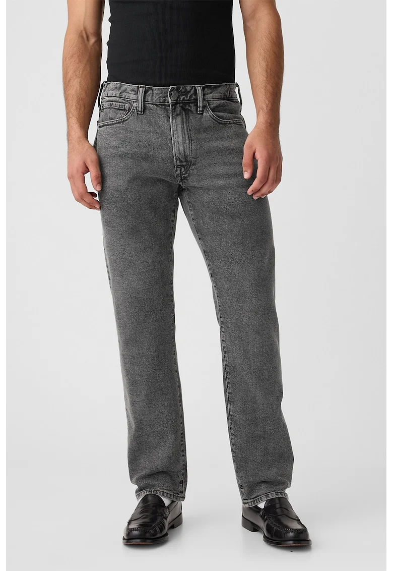Blugi regular fit cu talie medie, Gri inchis
