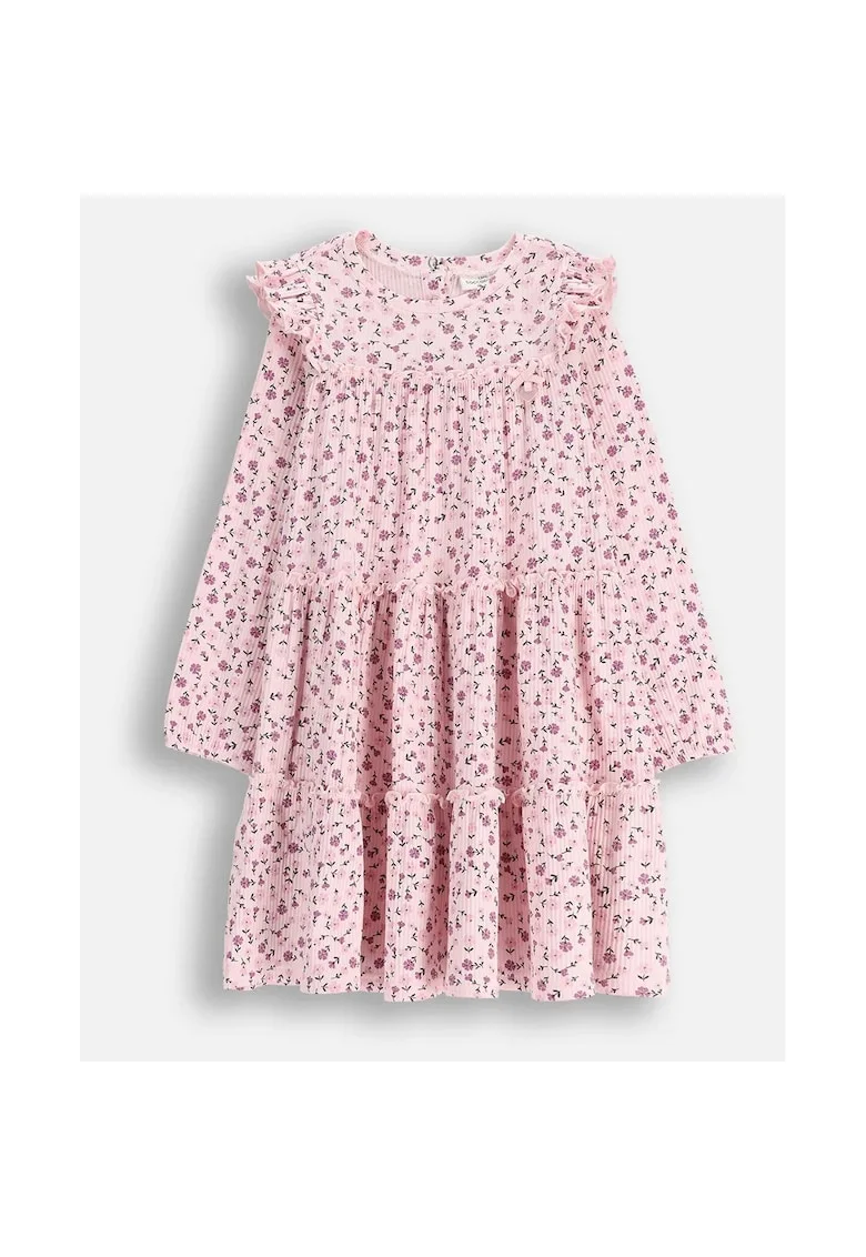 Rochie fete,  cu dungi, imprimeu floral, bumbac