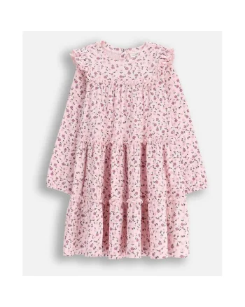 Rochie fete,  cu dungi, imprimeu floral, bumbac