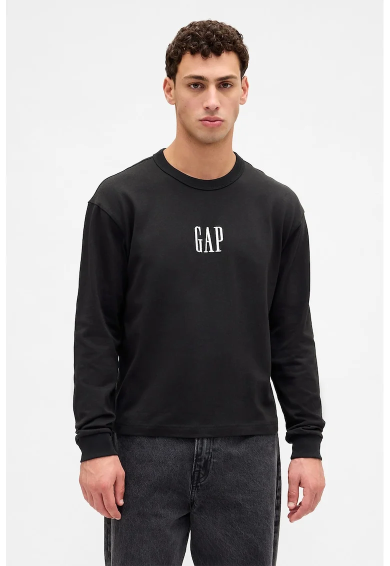 Bluza de trening cu logo, Negru stins