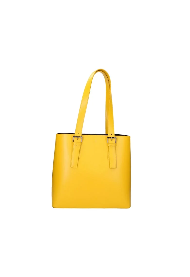 Set de geanta tote de piele si etui, Galben