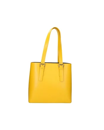 Set de geanta tote de piele si etui, Galben