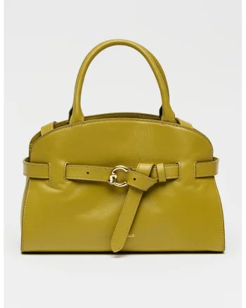 Geanta tote de piele cu bareta decorativa Sabine, Verde masliniu