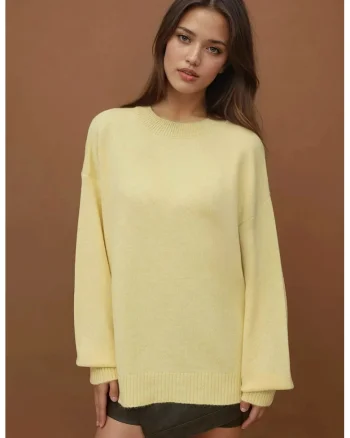 Pulover tricotat  galben, tricot, Galben lamaie