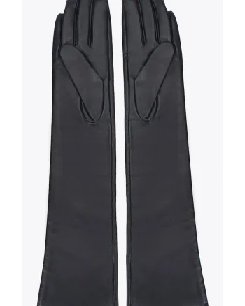 Manusi lungi din piele pentru femei, negre, din piele naturala, negre