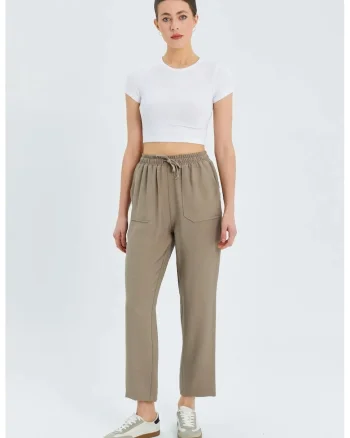 Pantaloni dama  High Waist Carrot Fit, Bej Natural