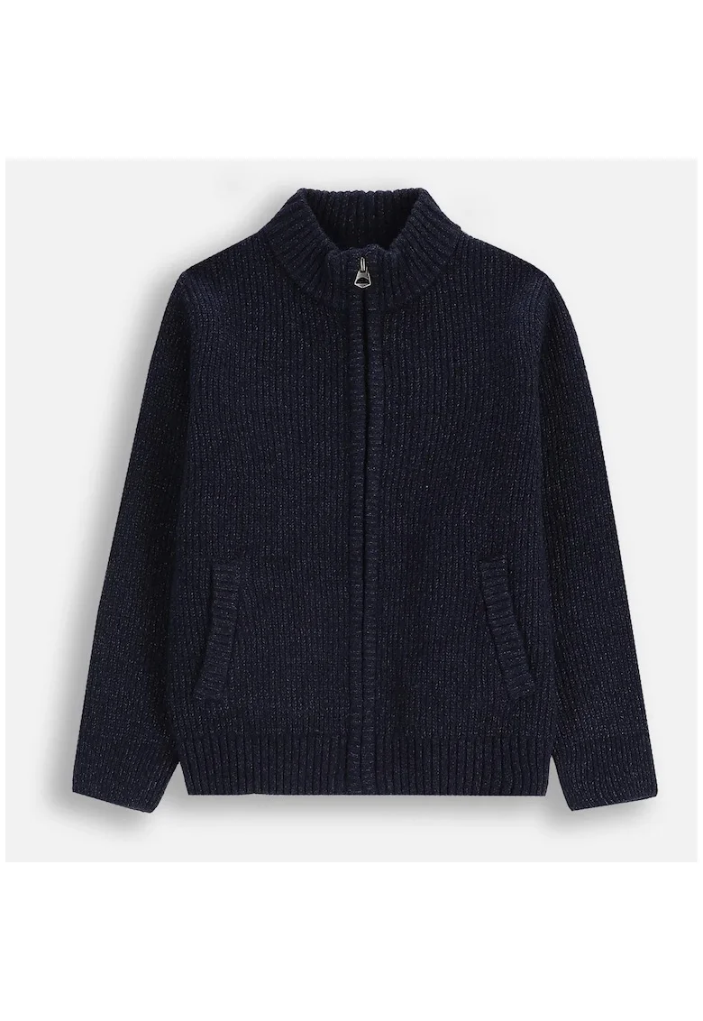 Cardigan cu fermoar si buzunare oblice,