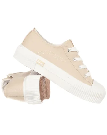 Pantofi Dama,  Lcw-25-02-3326L, Bej/Alb, Talpa Din Cauciuc Pentdwqfu Aderenta, Material Sintetic, Material Textil, Lifestyle, Pentru, Bej