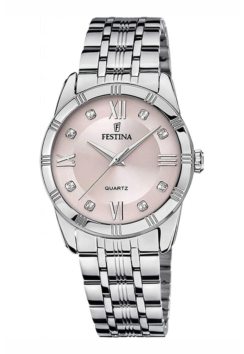 Ceas cu Dama, Festina, Mademoiselle cu Cristale F16940/A, Argintiu/Roz