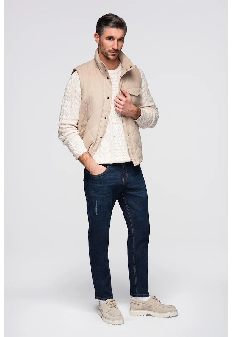Blugi regular fit cu detalii deteriorate, Bleumarin