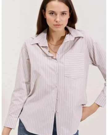 Camasa dama, HiCCUP, supradimensionata, natural, bumbac