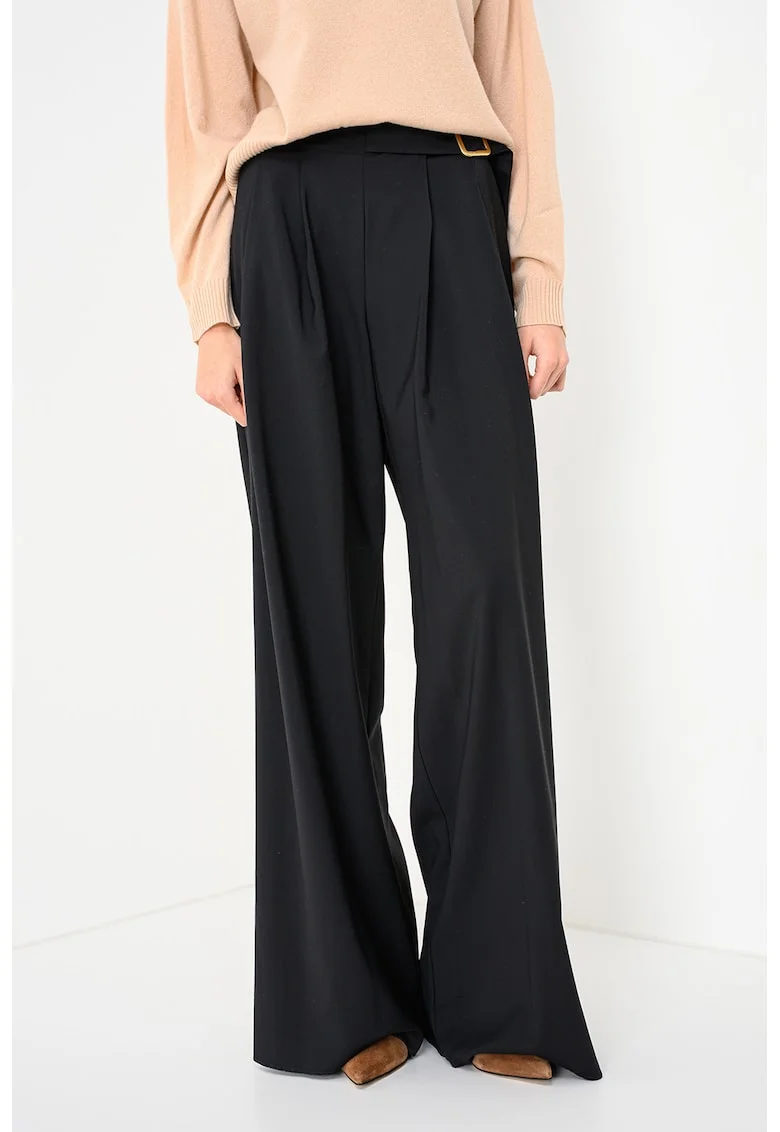 Pantaloni din lana virgina cu croiala ampla Corsaro, Negru