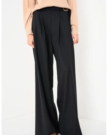 Pantaloni din lana virgina cu croiala ampla Corsaro, Negru