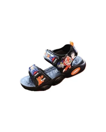 Sandale  Model Super Erou, Cauciuc, Textil, Casual, Baieti, Negru, Portocaliu, Negru/Portocaliu