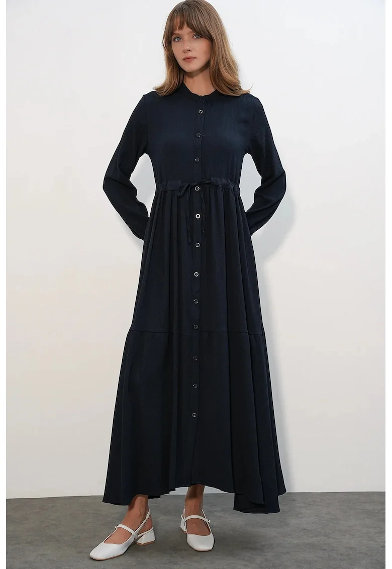 Rochie Maxi  Casual, Floral, Albastru Marin, 100% viscoza
