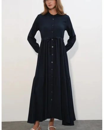 Rochie Maxi  Casual, Floral, Albastru Marin, 100% viscoza