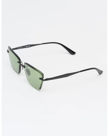 Ochelari de soare cat-eye cu rama metalica, Negru
