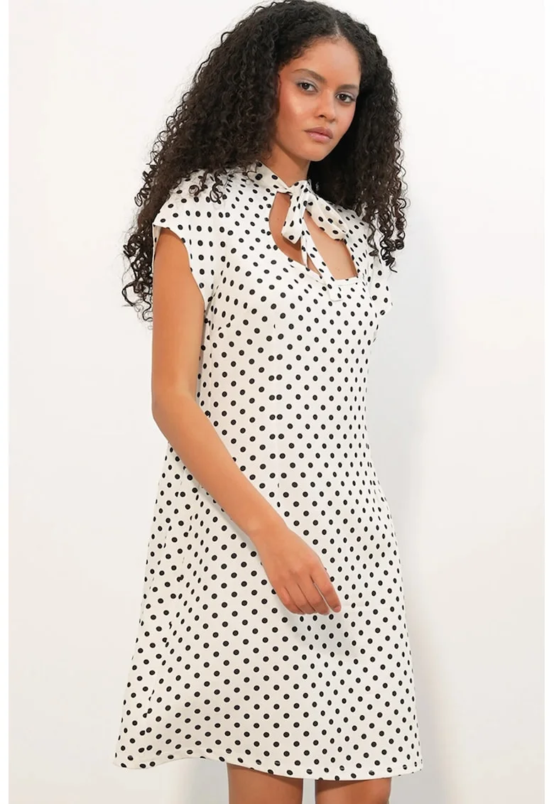 Rochie Mini  Casual, Alb Prafuit, Buline, Funda, Poliester/Elastan