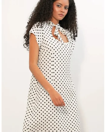 Rochie Mini  Casual, Alb Prafuit, Buline, Funda, Poliester/Elastan