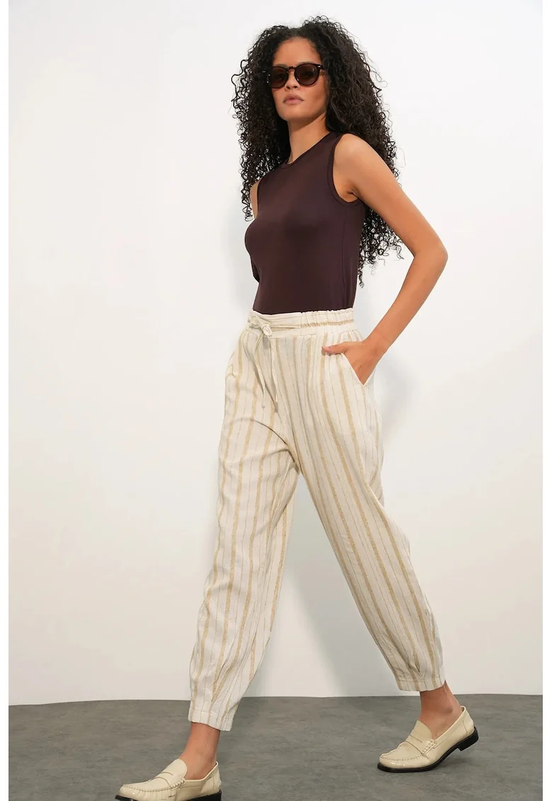 Pantaloni dama,  jogger, dungi, oatmeal natural, amestec de in