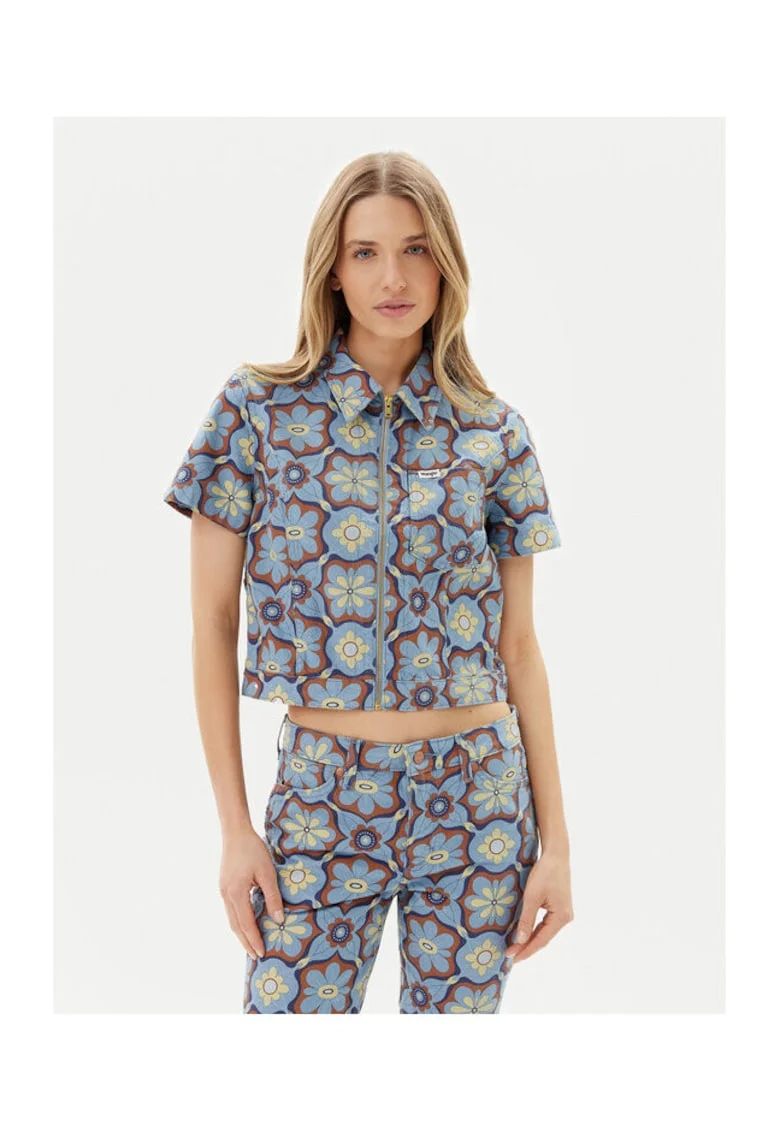 Camasa dama,  albastru, Multicolor
