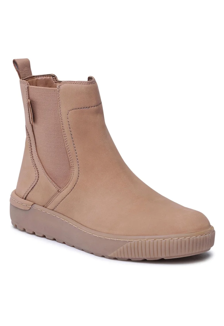 Botine  piele naturala, bej, Bej
