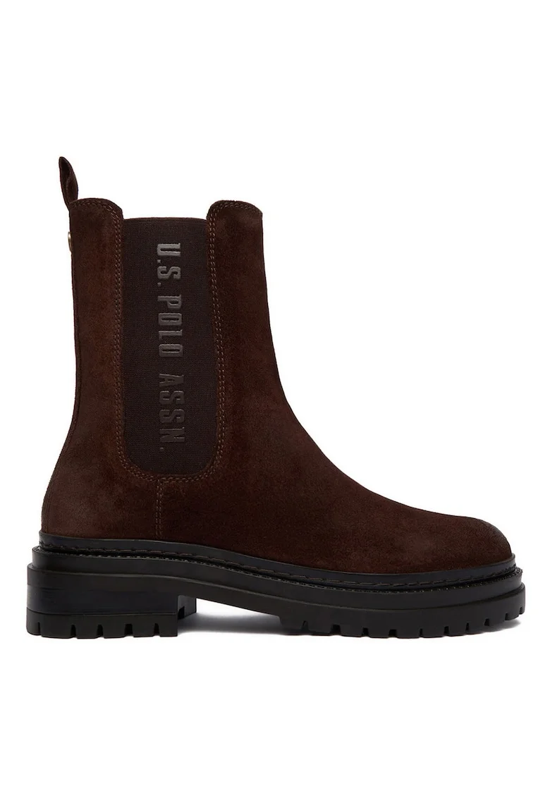 Botine femeie, Polo Assn, piele naturala, maro, Maro