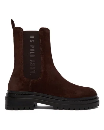 Botine femeie, Polo Assn, piele naturala, maro, Maro