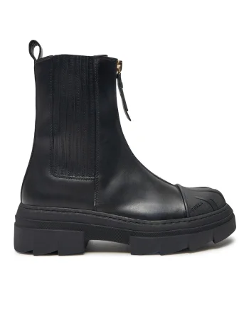 Botine  negru, piele naturala, Negru