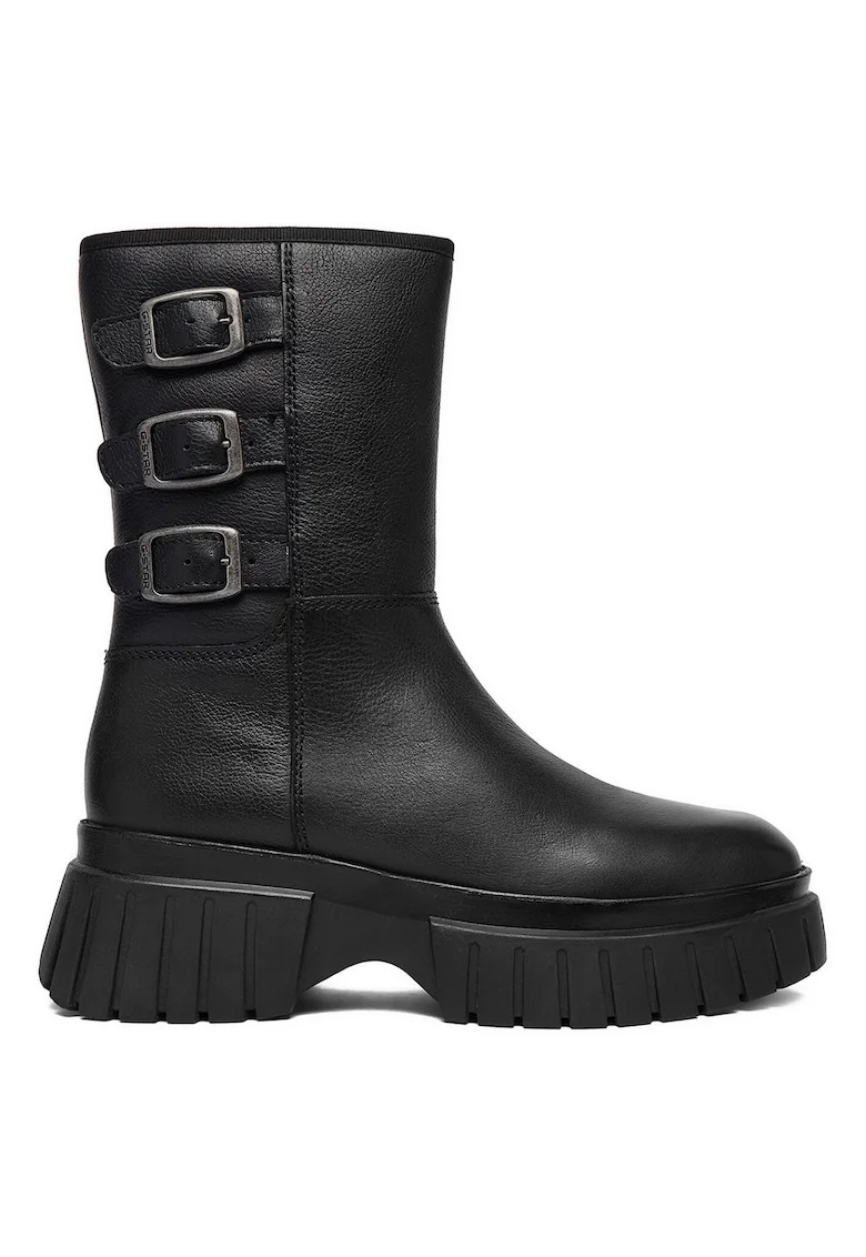 Botine Raw, piele naturala, negru, Negru