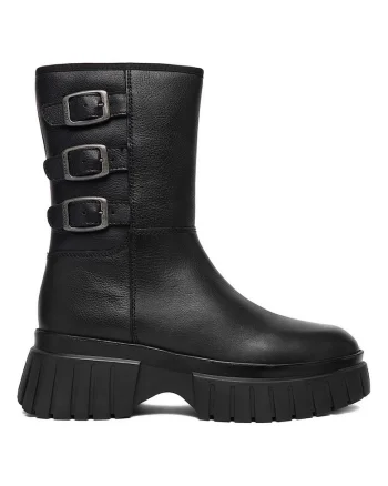 Botine Raw, piele naturala, negru, Negru