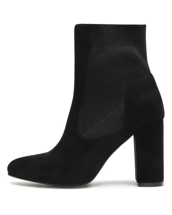 Botine  material textil, negru, Negru