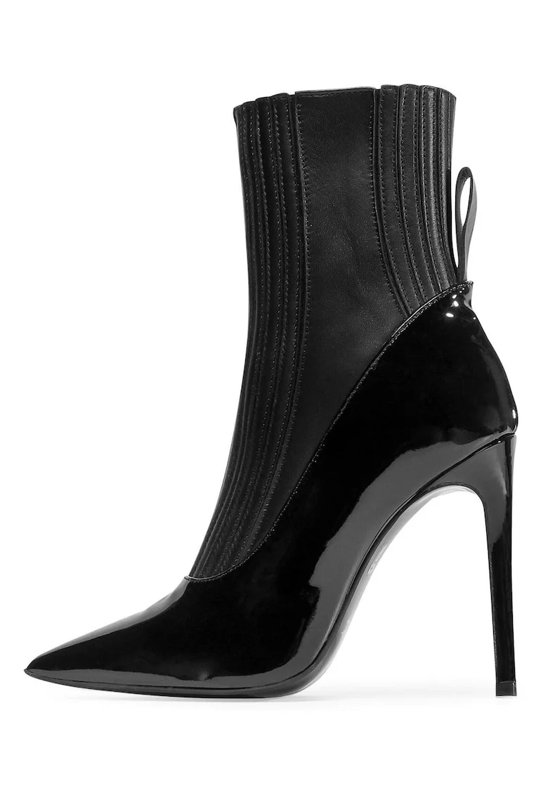 Botine dama,  piele naturala, negru, Negru