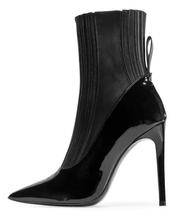 Botine dama,  piele naturala, negru, Negru
