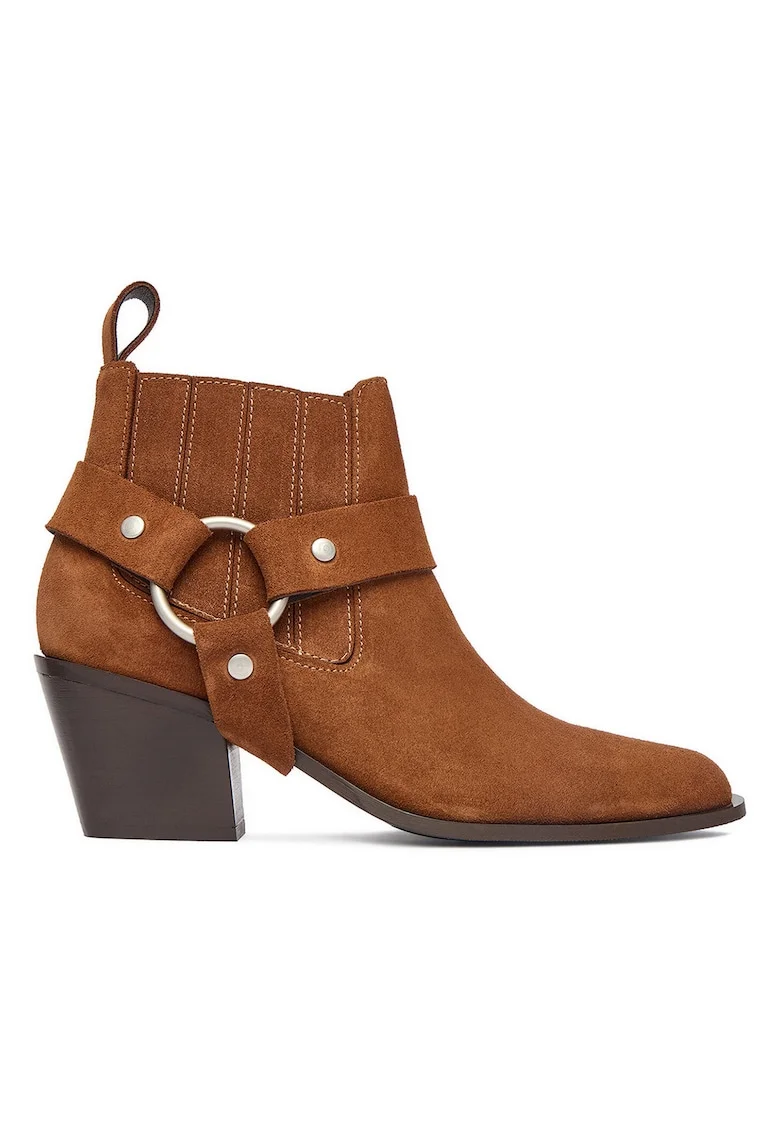 Botine  piele naturala, maro, Maro