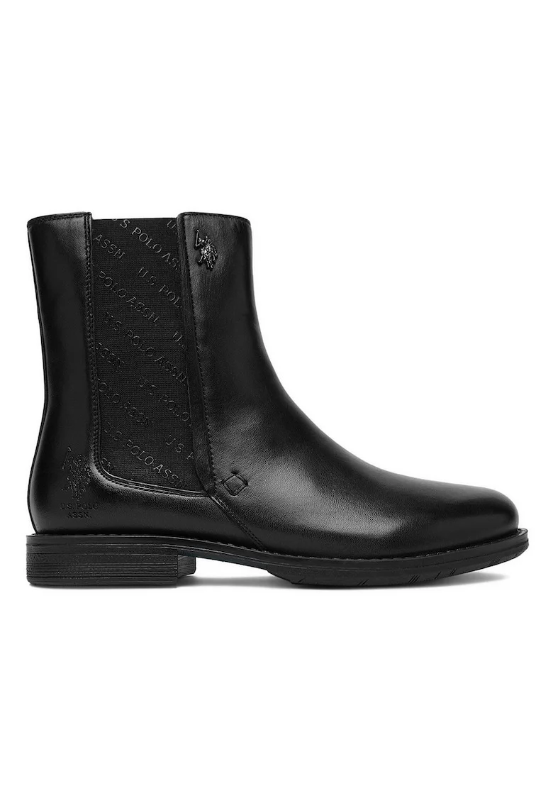 Botine  piele naturala, negru, Negru