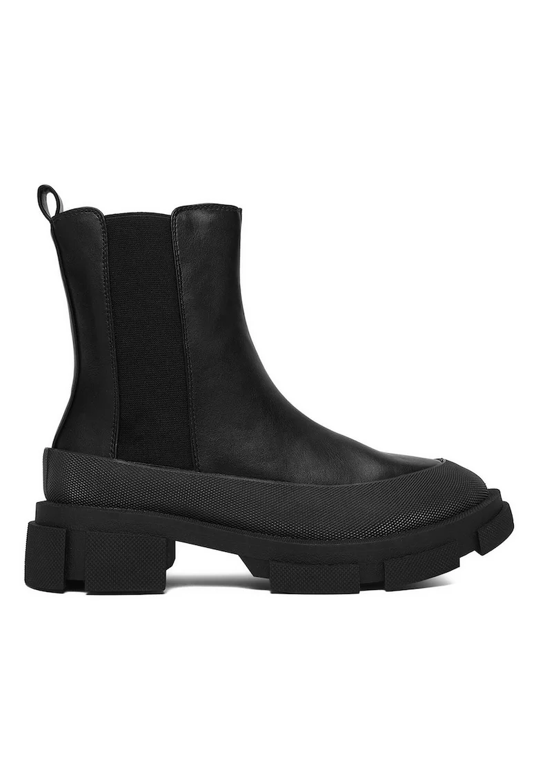 Botine femeie,  material textil, negru, Negru