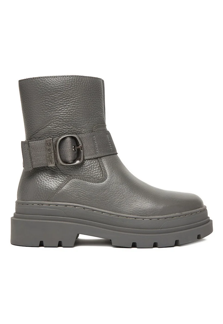 Botine Raw, piele naturala, gri, Gri