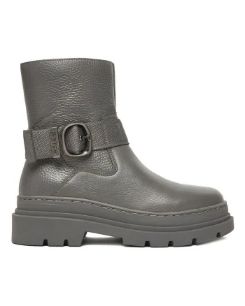 Botine Raw, piele naturala, gri, Gri