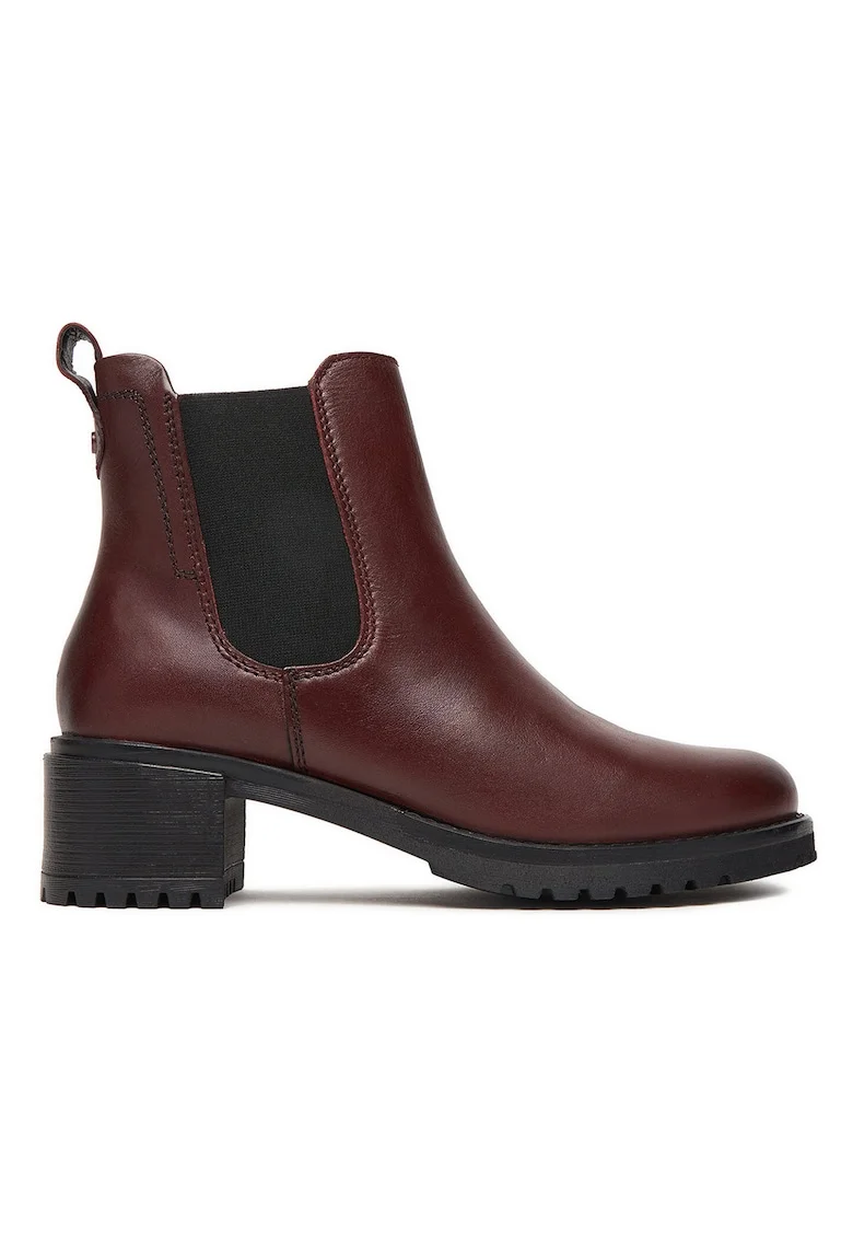 Botine dama,  piele naturala, rosu, Rosu
